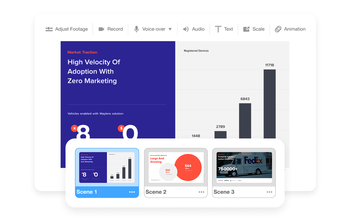 Convert PPT to video by turning presentation slides into a full scene-based video with motion and narration using Visla.